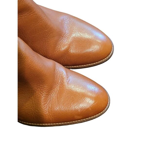 Madewell Billie Leather Boots Women's 8 Cognac Tan Italian Leather Ankle Zip - Picture 2 of 6